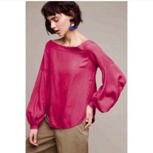 Anthropologie Floreat Mazza pink peasant Top
